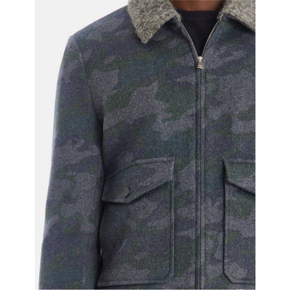 Paisley & Gray Melange Camo Wool Sherpa Bomber Jacket Medium - Picture 2 of 3